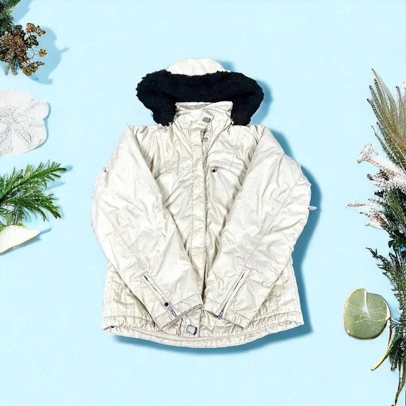 Columbia Vertex Omni Tech Cream Full Zip Faux Fur Hood Women’s Small S - Picture 1 of 14